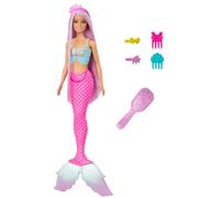 Barbie Zeemeerminpop met roze fantasiehaar van 18 cm lang, met kleurrijke access