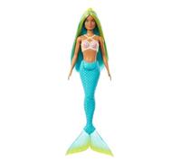 Barbie - Sirena, bambola con capelli fantasia bicolore blue e gialli e cerchietto incluso, con corpetto ispirato alle conchiglie e coda turchese, giocattolo per bambini, 3+ anni, HRR03