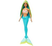 Barbie Sirena con capelli blu-gialli, cerchietto e coda turchese per bambini 3+