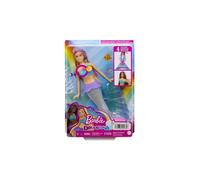 Barbie Dreamtopia Sirena Luci Scintillanti Bambola Bionda con Coda che si Illumina, Luci che si Attivano con Acqua e Capelli con Ciocche Rosa, Giocattolo per Bambini 3+ Anni