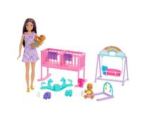 Barbie Skipper Bambola e playset cameretta con accessori | con accessori, inclusi gemellini, culla, altalena, dondolo e altro, HXM99