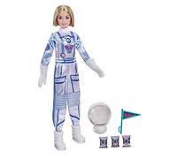 Barbie- Space Discovery Astronauta, Bambola Bionda con Tuta Spaziale, Casco, Guanti e Bandiera e Cibo per Spazio, Giocattolo per Bambini 3+Anni, GTW30