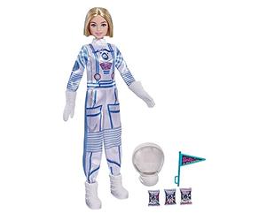 Barbie- Space Discovery Astronauta, Bambola Bionda con Tuta Spaziale, Casco, Guanti e Bandiera e Cibo per Spazio, Giocattolo per Bambini 3+Anni, GTW30