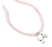 Barbie Sterling Silver Silhouette Charm on a Rose Quartz Bead Necklace