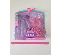 Barbie Style Fashion Pack, 2 abiti floreali rosa e viola con accessori per bambola Barbie