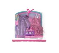 Barbie Style Fashion Pack, 2 abiti floreali rosa e viola con accessori per bambola Barbie