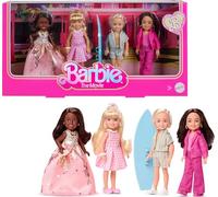Barbie The Movie Chelsea, confezione da 4 bambole da collezione del film, include, Ken, Presidente e Gloria con abiti rimovibili, JBH77