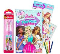 Barbie Toothbrush 2-Pack Bundle ~ Barbie Soft Toothbrushes for Girls | Barbie Bathroom with Stickers, Coloring Pages, and More (Barbie Toothbrush Set)