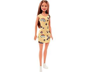 Barbie - Trendy con Abito - Stampato con Divertenti Icone, Colore Giallo, FJF17