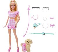 Barbie Twinning Looks Bambola con cagnolino in abiti rosa coordinati | e accessori per entrambi, tra cui occhiali da sole, collane e fiocchi, bionda, JFP36