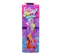 Barbie - party surprise make-up party vestito rosa, bambola con 10 accessori a sorpresa ed effetto cambia colore