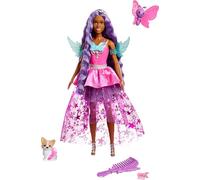 Barbie Un Tocco di Magia - Brooklyn Roberts, bambola con capelli lunghi 18+ cm, abito fantasia e accessori per lo styling, cuccioli inclusi, giocattolo per bambini, 3+ anni, JCW49