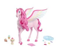 Barbie Un Tocco di Magia - Pegaso Rosa, pegaso magico cavallo alato con un cagnolino e 10+ accessori inclusi, criniera e coda rosa e ali arcobaleno, giocattolo per bambini, 3+ anni, HLC41