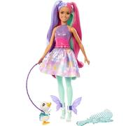 Barbie Un Tocco di Magia - The Glyph, bambola con capelli fantasiosi e vestito da favola, look ispirato alla serie, pettine e cucciolo inclusi, giocattolo per bambini, 3+ anni, HLC35