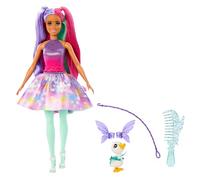 Barbie Un Tocco di Magia - The Glyph, bambola con outfit fantasy e accessori per lo styling, cucciolo e guinzaglio inclusi, giocattolo per bambini, 3+ anni, JCW50