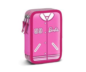 Barbie Varsity-Astuccio con Matite Triplo, Rosa, 14 x 21 cm