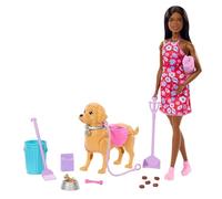 Barbie Walk and Potty Pup set con cagnolino e bambola Brooklyn | Include cane giocattolo che cammina e fa i bisogni, paletta e accessori per animali, JJB47