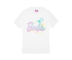Barbie Womens Pastel Palm Tree Beach T-Shirt Bianca a Maniche Corte | Marchio iconico Top di Design alla Moda per Le Donne | Maglietta Retro Comfortable Fit Movie Merchandise Regalo