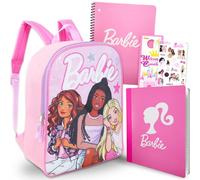 Barbie Zaino con materiale scolastico per ragazze - Bundle con borsa da scuola, set di cancelleria, bottiglia d'acqua, altro | Set di zaino Barbie per ragazze, bambini, Multicolore, Barbie School