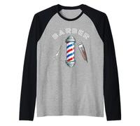Barbiere Parrucchiere Taglio Capelli Ottenere Faded Barbiere palo Maglia con Maniche Raglan