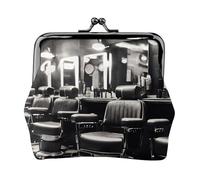 Barbiere Shop Stampa Stile Monocromatico Squisito Bacio Blocco Portafoglio Compatto Versatile Donne Portamonete Piccolo Sacchetto Della Cerniera