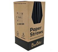 BarBits - Cannucce di carta, confezione da 250 pezzi, realizzate nel Regno Unito, 25 cm, biodegradabili, colore nero
