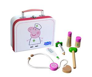 Barbo Toys Valigetta da Dottore per Bambini Peppa Pig con 6 Parti di Giocattoli in Legno | Set di Giochi di Ruolo da 2 Anni per Ragazze e Ragazzi | con Licenza Ufficiale Peppa Pig