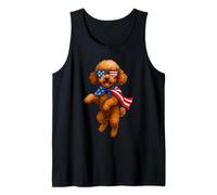 Barboncino bandiera americana 4 luglio carino patriottico amante dei cani Canotta