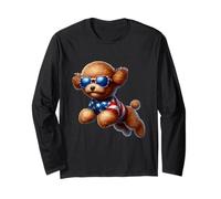 Barboncino bandiera americana 4 luglio carino patriottico amante dei cani Maglia a Manica