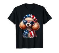 Barboncino bandiera americana 4 luglio carino patriottico amante dei cani Maglietta