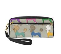 Barboncino colorato divertente cartone animato, Borsa per il trucco Borsa per cosmetici Borsa da viaggio portatile da toilette Astuccio in pelle per donne e ragazze