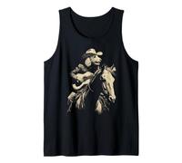 Barboncino Cowboy Che Suona la Chitarra Rustica Cane Cavaliere Western Canotta