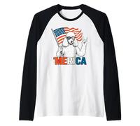 Barboncino Merica Bandiera americana 4 luglio amante dei cani Maglia con Maniche Raglan