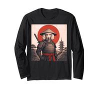 Barboncino Samurai Guerriero Vintage Giapponese Ukiyo-e Amante dei Cani Maglia a Manica