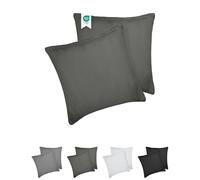 Barbons Federe 40 x 40 cm antracite set di 2-100% Jersey di Cotone - Copri Cuscino per Letto - Fodera Protezione