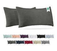 Barbons Federe 40 x 80 cm antracite set di 2-100% Jersey di Cotone - Copri Cuscino per Letto - Fodera Protezione