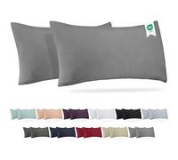 Barbons Federe 40 x 80 cm grigio set di 2-100% Jersey di Cotone - Copri Cuscino per Letto - Fodera Protezione