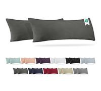 Barbons Federe 40x145 cm antracite set di 2-100% Jersey di Cotone - Copri Cuscino per Letto - Fodera Protezione