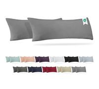 Barbons Federe 40x145 cm grigio set di 2-100% Jersey di Cotone - Copri Cuscino per Letto - Fodera Protezione