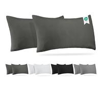 Barbons Federe 40x70 antracite set di 2-100% Jersey di Cotone - Copri Cuscino per Letto - Fodera Protezione 40 x 70 cm