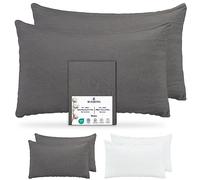 Barbons Federe 50x80 antracite set di 2-100% Jersey di Cotone - Copri Cuscino per Letto - Fodera Protezione 50 x 80 cm