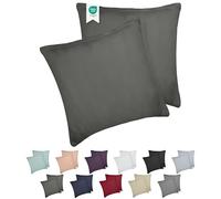 Barbons Federe 80 x 80 cm grigio set di 2-100% Jersey di Cotone - Copri Cuscino per Letto - Fodera Protezione