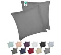 Barbons Federe 80 x 80 cm grigio set di 2-100% Jersey di Cotone - Copri Cuscino per Letto - Fodera Protezione