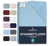 BARBONS Lenzuolo con Angoli Singolo in Microfibra Spazzolata - Coprimaterasso Elasticizzato Morbido Certificato Oeko-Tex Lavabile in Lavatrice - 90 x 200 cm Altezza 35 cm - Azzurro