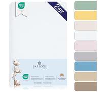 BARBONS Set 2 Lenzuoli con Angoli 70x140 cm Cotone 100% Certificato Oeko-Tex - Lenzuola Culla Lettino Bambini Coprimaterasso Neonato - 60x120 / 70 x 140 cm Bianco