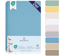 BARBONS Set 2 Lenzuoli con Angoli 70x140 cm Cotone 100% Certificato Oeko-Tex - Lenzuola Culla Lettino Bambini Coprimaterasso Neonato - 60x120 / 70 x 140 cm Azzurro