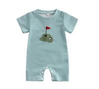 Barbotimer Tuta Ricamato Golf Bambino a Maniche Corta Elegante Completo Pantaloncini Neonato 0-18 Mesi Body Manica Corta (Blu, 6-12 Months)