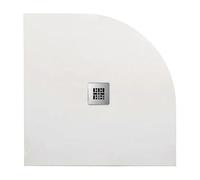 Barbottina Piatto doccia semicircolare in marmoresina bianco modello stone free, effetto pietra naturale, altezza 2,8 cm, dimensione 80x80 cm