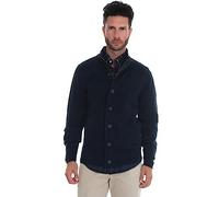 Barbour 2612AC Cardigan Uomo Wool Blue Suede Elbow Full Zip Sweater Men [S]