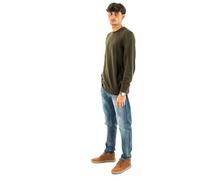 Barbour Essential-Plaid C-Neck Pullover in Lana d'Agnello, da Uomo, Girocollo Seaweed XL